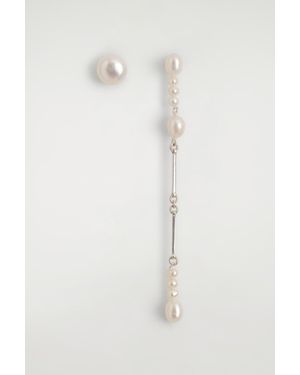 COS Asymmetric Freshwater Pearl Drop Earrings - White