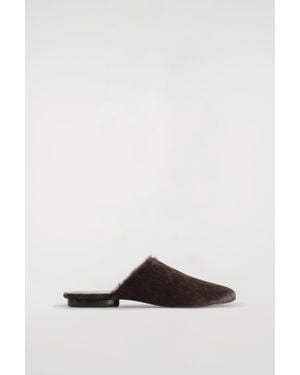 COS Pony Hair- Effect Leather Mules - Black