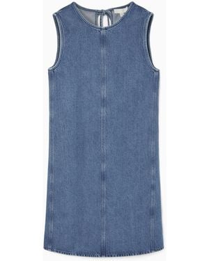 COS Panelled Denim Shift Dress - Blue