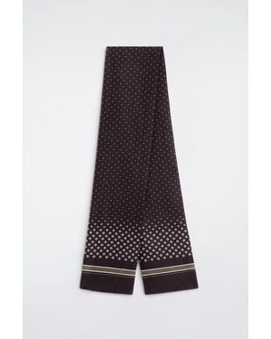COS Slim Geometric-Print Silk Scarf - Red