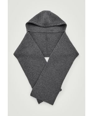 COS Hooded Ribbed Cashmere-Blend Scarf - Grey