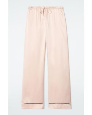 COS Piped Silk Pyjama Trousers In Pink