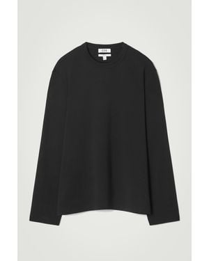COS Relaxed Jersey Interlock Long-sleeved T-shirt - Black