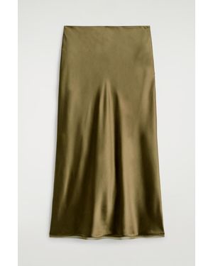 COS Bias-Cut Satin Midi Skirt - Green