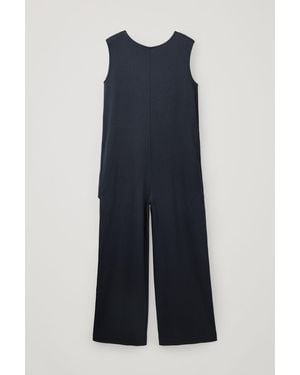 COS Open-back Cotton Jumpsuit - Blue