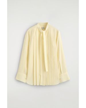 COS Pleated Bow-Detail Blouse - Metallic