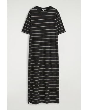 COS Cotton-Linen Maxi T-Shirt Dress - Black