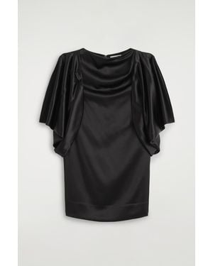 COS Draped Matte-Satin Mini Dress - Black