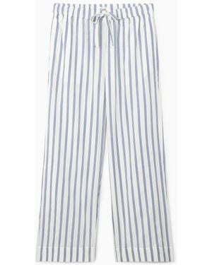 COS Gestreifte Pyjamahose Aus Popeline - Weiß