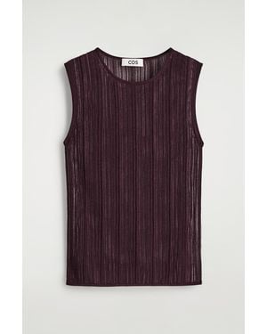 COS Sheer Lace-Knit Tank Top - Purple