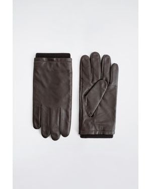 COS Topstitched Cashmere-Lined Leather Gloves - Black