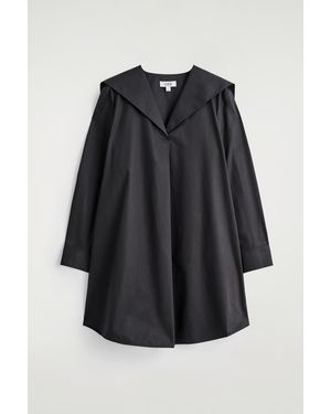 COS Sailor-Collar Cotton Mini Dress - Black