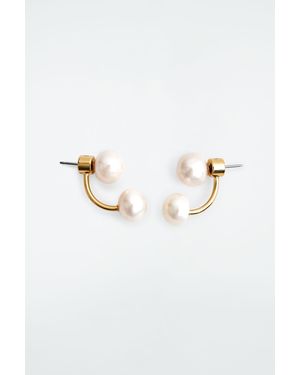 COS Freshwater Pearl Droplet Stud Earrings - Metallic