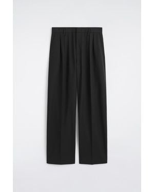 COS Wool-Blend Relaxed-Fit Wide-Leg Trousers - Black