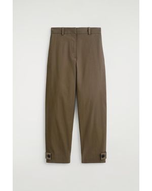 COS Barrel-Leg Cotton Utility Trousers - Green