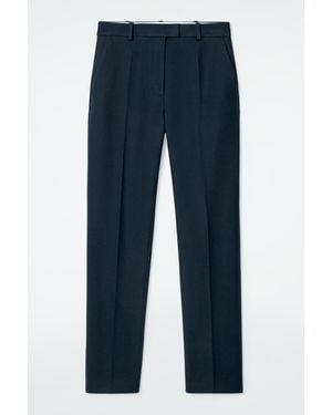 COS Regular Cotton Slim-Leg Trousers - Blue