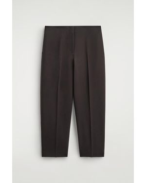 COS Wool-Blend Barrel-Leg Trousers - Black