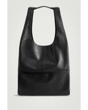 COS Slouchy Tote Bag - Leather - Black
