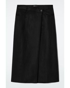 COS Asymmetric Fluid Midi Skirt - Black