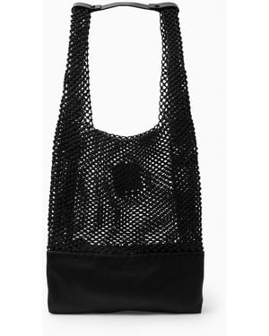 COS Hand-woven Tote Bag - Leather - Black