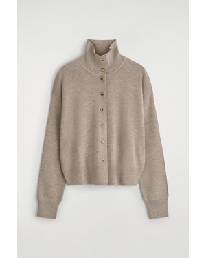 COS Merino Wool Funnel-Neck Cardigan - Natural