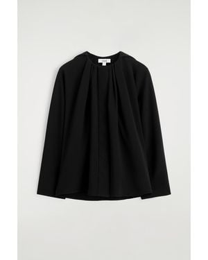 COS Voluminous Pleated Blouse - Black