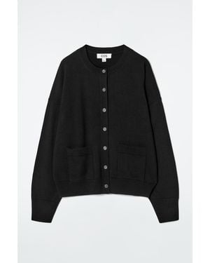 COS Merino Wool Crew-Neck Cardigan - Black
