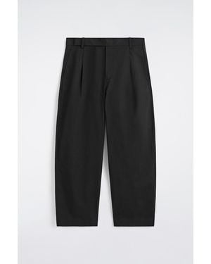 COS Cotton-Linen Relaxed-Fit Barrel-Leg Trousers - Black