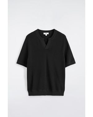 COS T-Shirt Polo Con Colletto Aperto - Nero