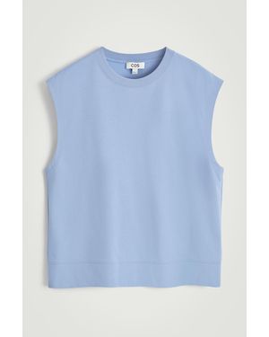 COS Relaxed Cotton-Crepe Tank Top - Blue