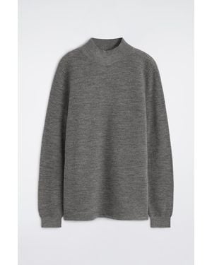 COS Wool Mock-Neck Sweater - Gray