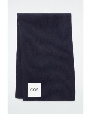 COS Ribbed Wool And Cashmere Scarf - Blue