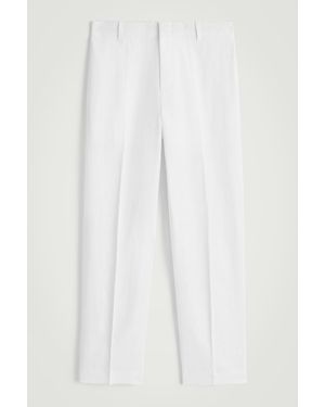 COS Elasticated Linen Straight-Leg Pants - White