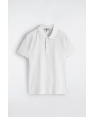 COS Slim Ribbed Cotton Polo Shirt - White