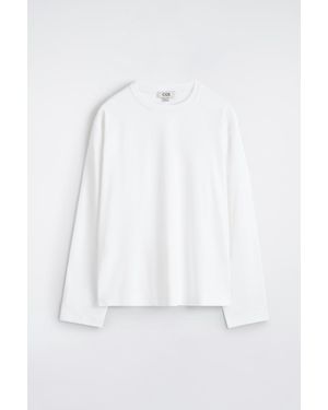 COS Relaxed Jersey Interlock Long-sleeved T-shirt - White