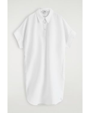 COS Rounded Linen-Cotton Shirt Dress - White