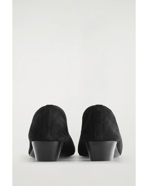 COS Suede Heeled Ballerinas - Black