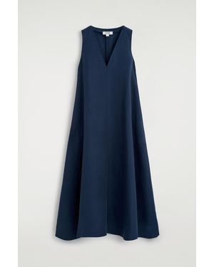 COS Bias-Cut Linen-Blend Midi Dress in White | Lyst