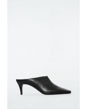 COS Square-toe Leather Mules - Black