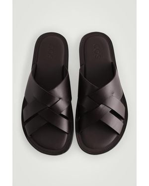 COS Woven Leather Sandals In Brown - Black