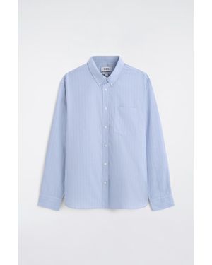 COS Relaxed Pinstriped Fil-À-Fil Cotton Shirt - Blue