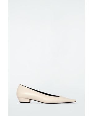 COS Square-toe Leather Court Shoes - Natural