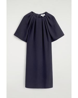 COS Gathered Short-Sleeved Mini Dress - Blue