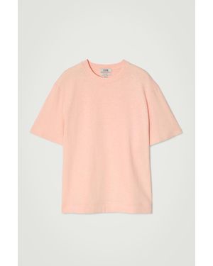 COS Relaxed Slubbed Cotton-Linen T-Shirt - Pink