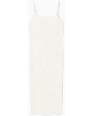 COS Plissé Midi Slip Dress - White
