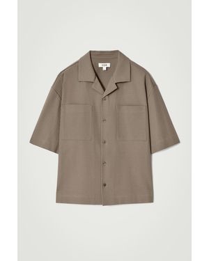 COS Relaxed Textured Cotton Resort Shirt - Natural