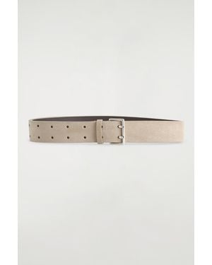 COS Double-prong Suede Belt - Natural