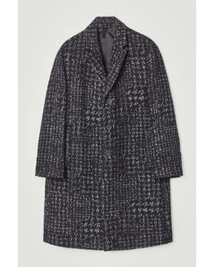 COS Houndstooth Bouclé Overcoat - Grey