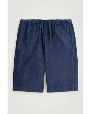 COS Drawstring Denim Shorts - Blue