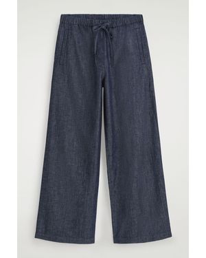 COS Denim Wide-leg Drawstring Pants - Blue